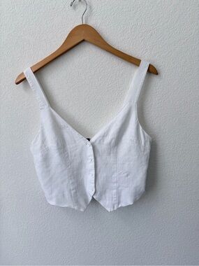 H&M White Button Vest Crop Top